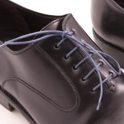 Flat Blue-Gray Waxed Cotton Shoelaces