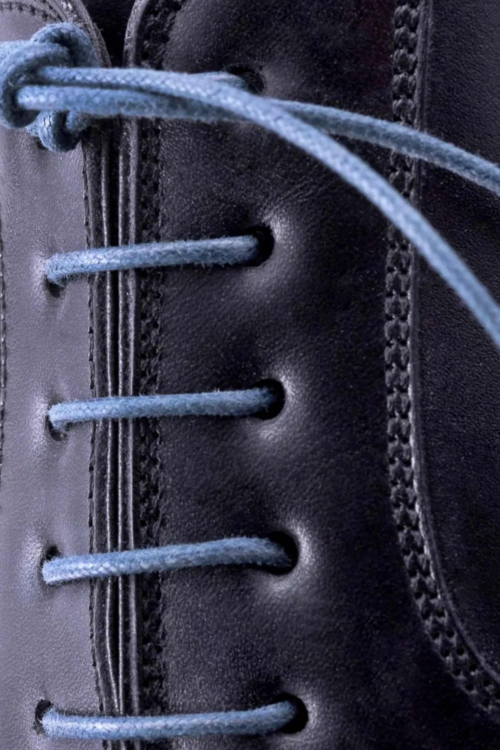 Flat Blue-Gray Waxed Cotton Shoelaces