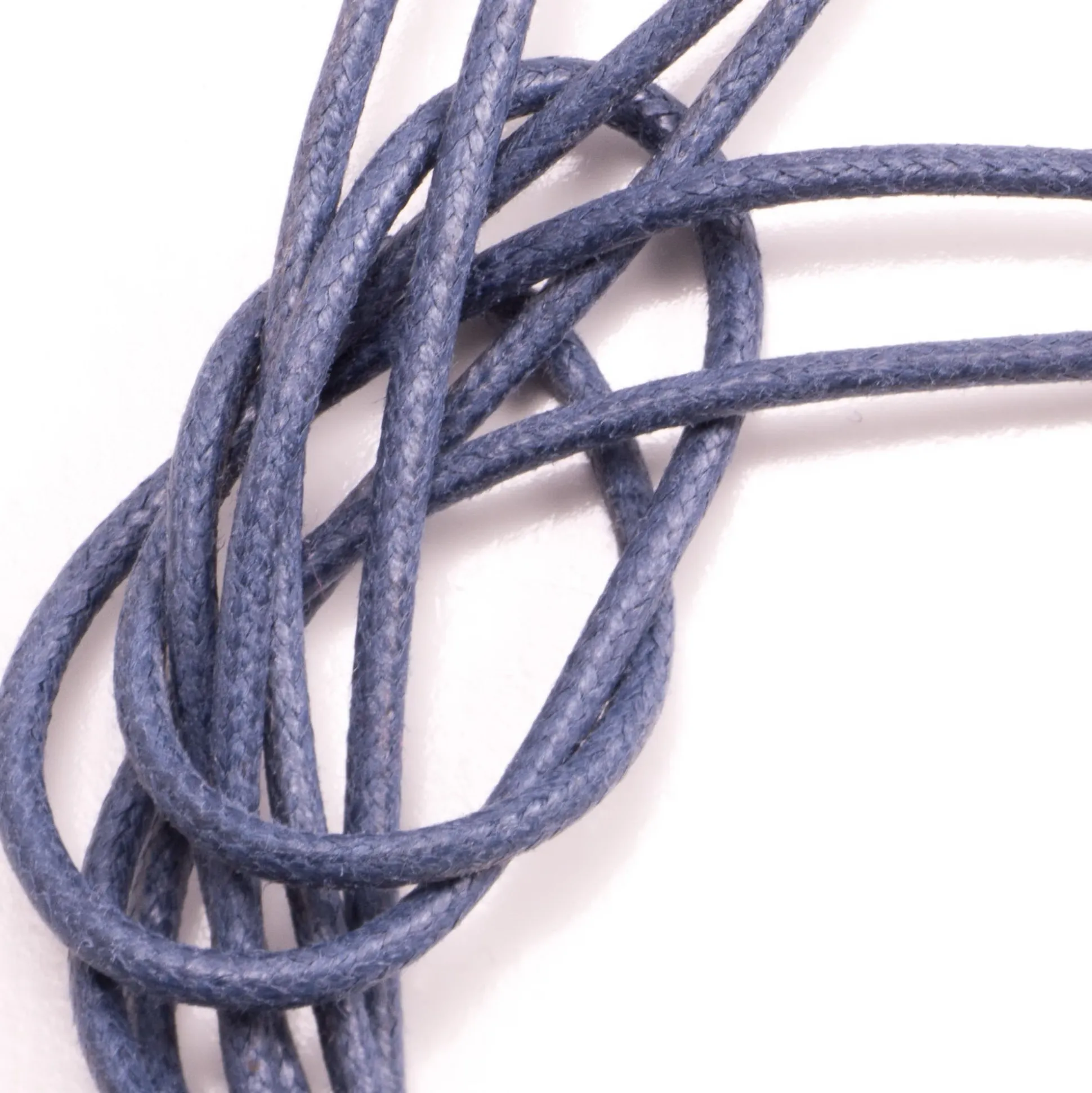 Flat Blue-Gray Waxed Cotton Shoelaces