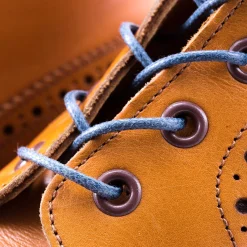 Flat Blue-Gray Waxed Cotton Shoelaces