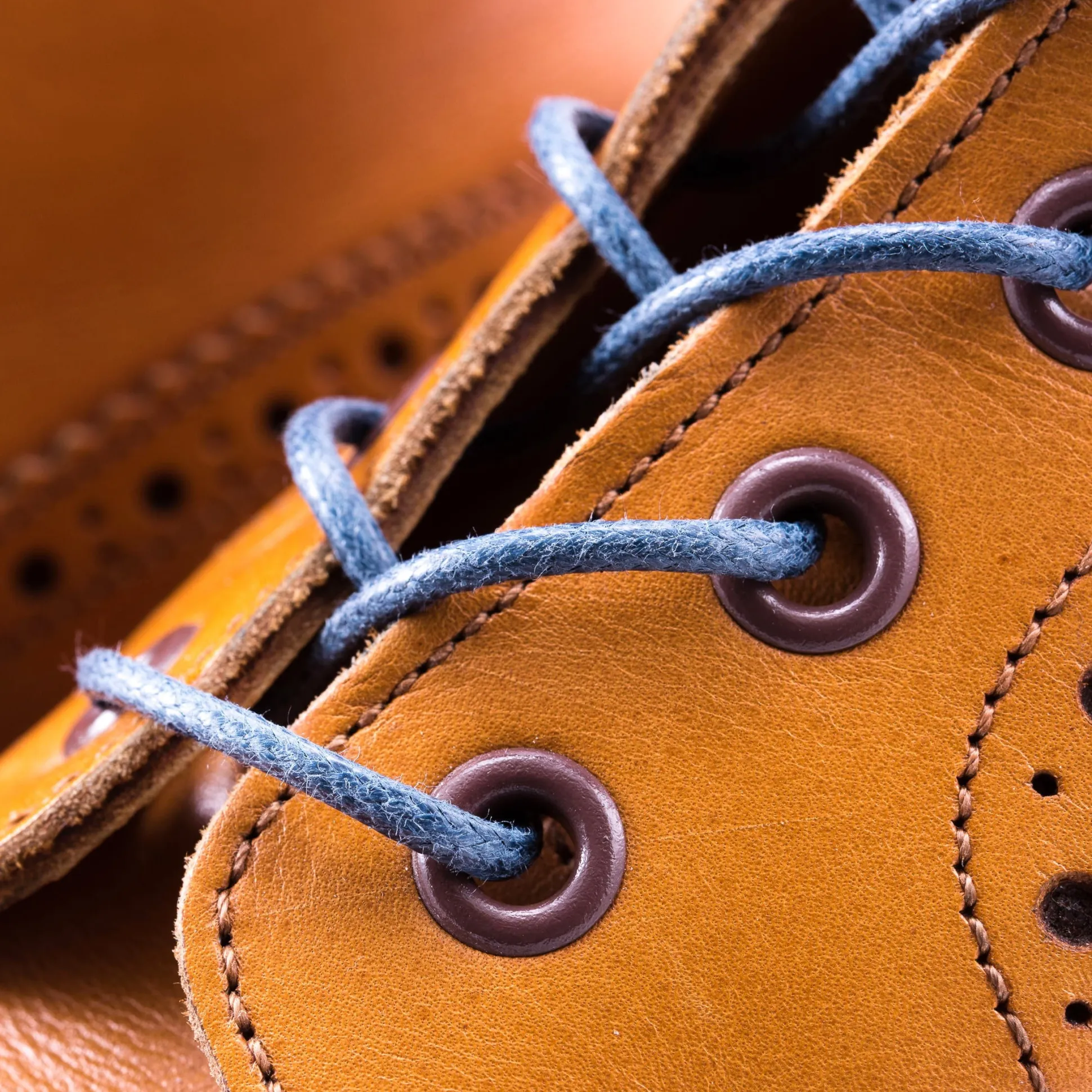 Flat Blue-Gray Waxed Cotton Shoelaces