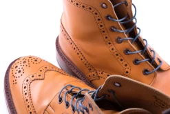Flat Blue-Gray Waxed Cotton Shoelaces