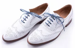 Flat Blue-Gray Waxed Cotton Shoelaces
