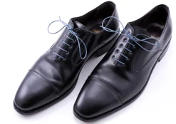 Flat Blue-Gray Waxed Cotton Shoelaces