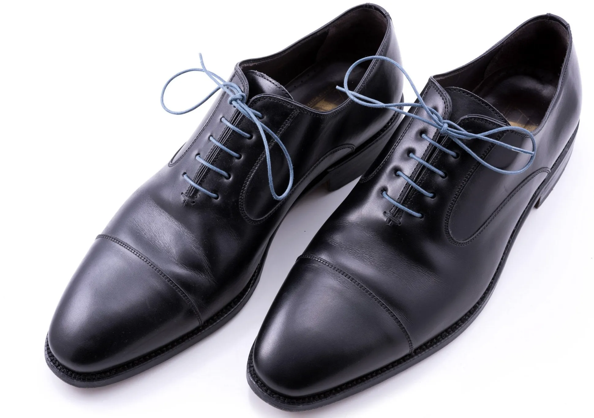 Flat Blue-Gray Waxed Cotton Shoelaces
