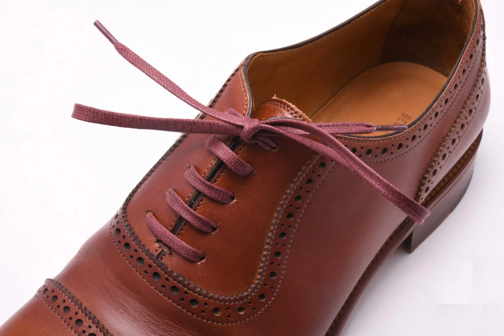 Flat Burgundy Waxed Cotton Shoelaces