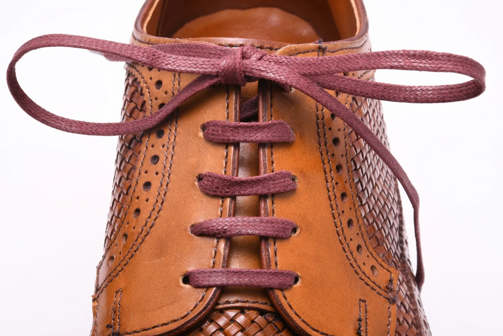 Flat Burgundy Waxed Cotton Shoelaces