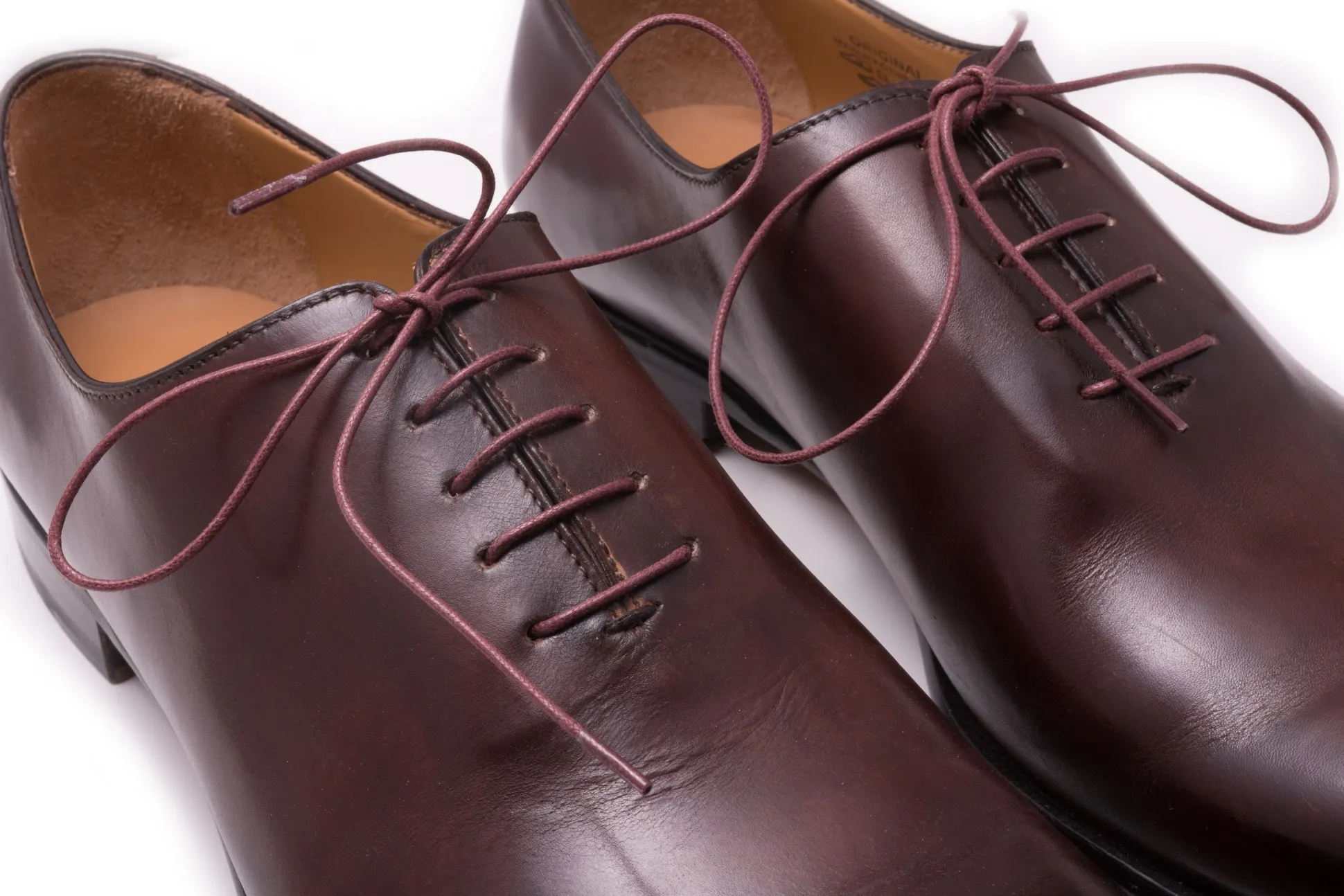 Flat Burgundy Waxed Cotton Shoelaces