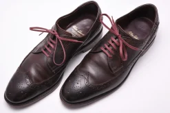 Flat Burgundy Waxed Cotton Shoelaces