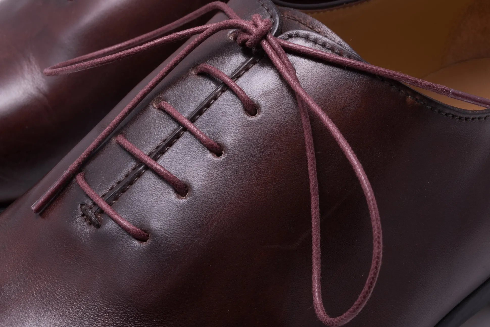 Flat Burgundy Waxed Cotton Shoelaces