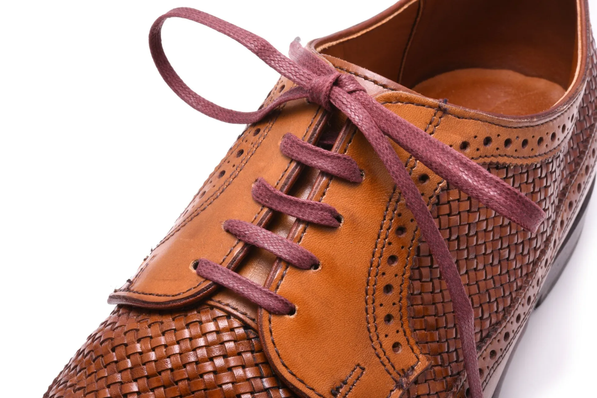 Flat Burgundy Waxed Cotton Shoelaces