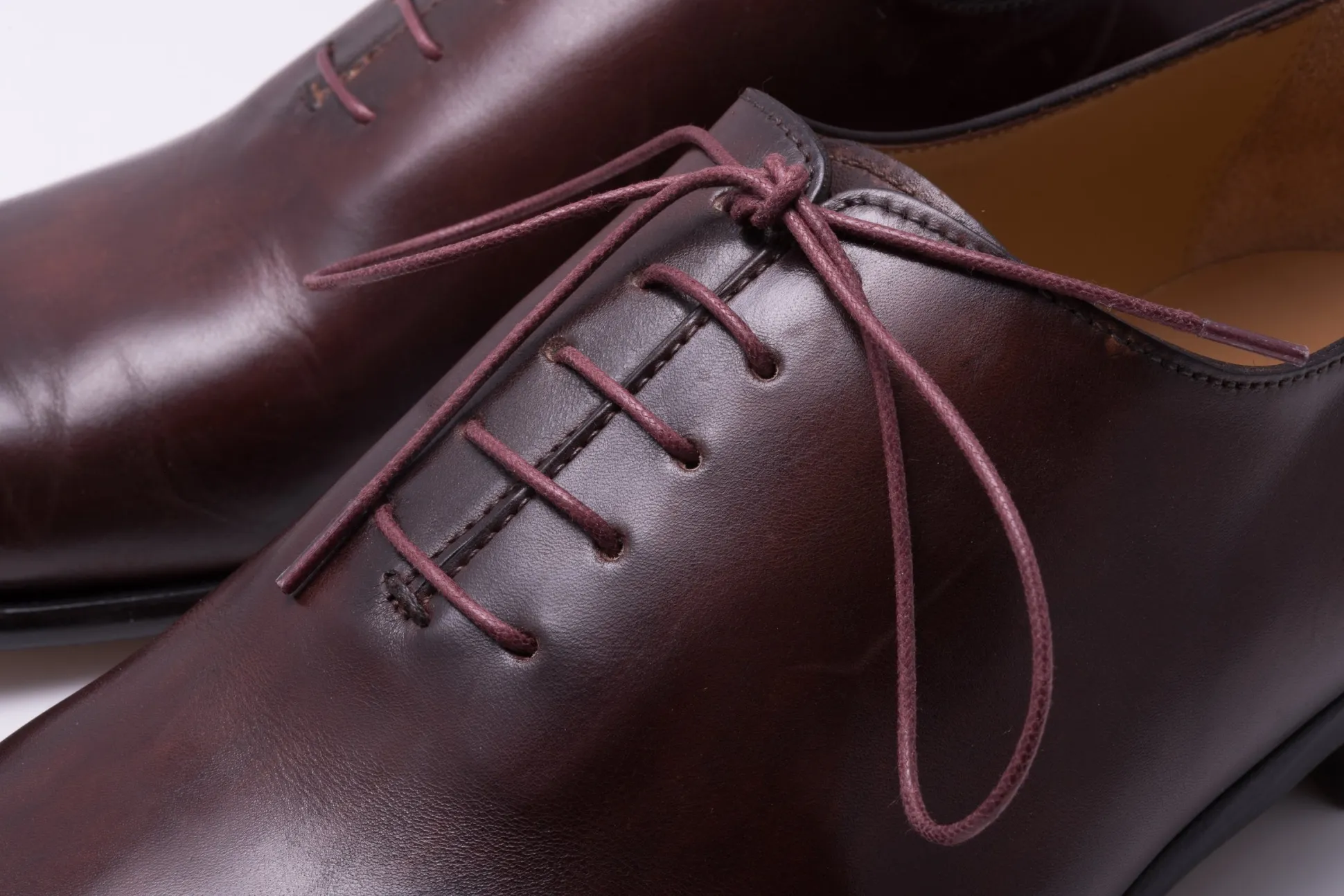 Flat Burgundy Waxed Cotton Shoelaces