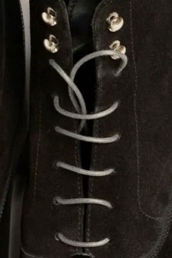 Flat Charcoal Waxed Cotton Shoelaces