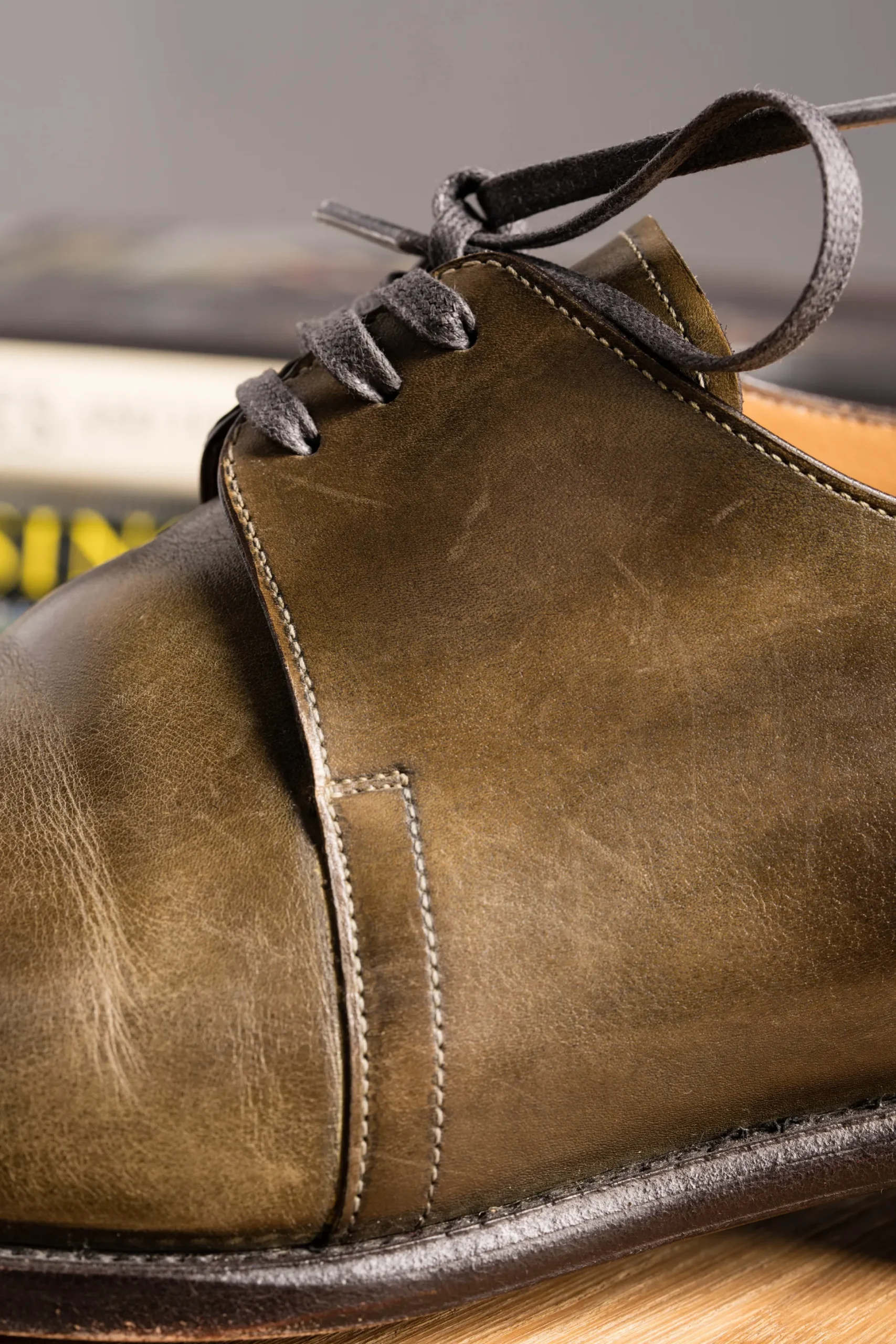 Flat Charcoal Waxed Cotton Shoelaces