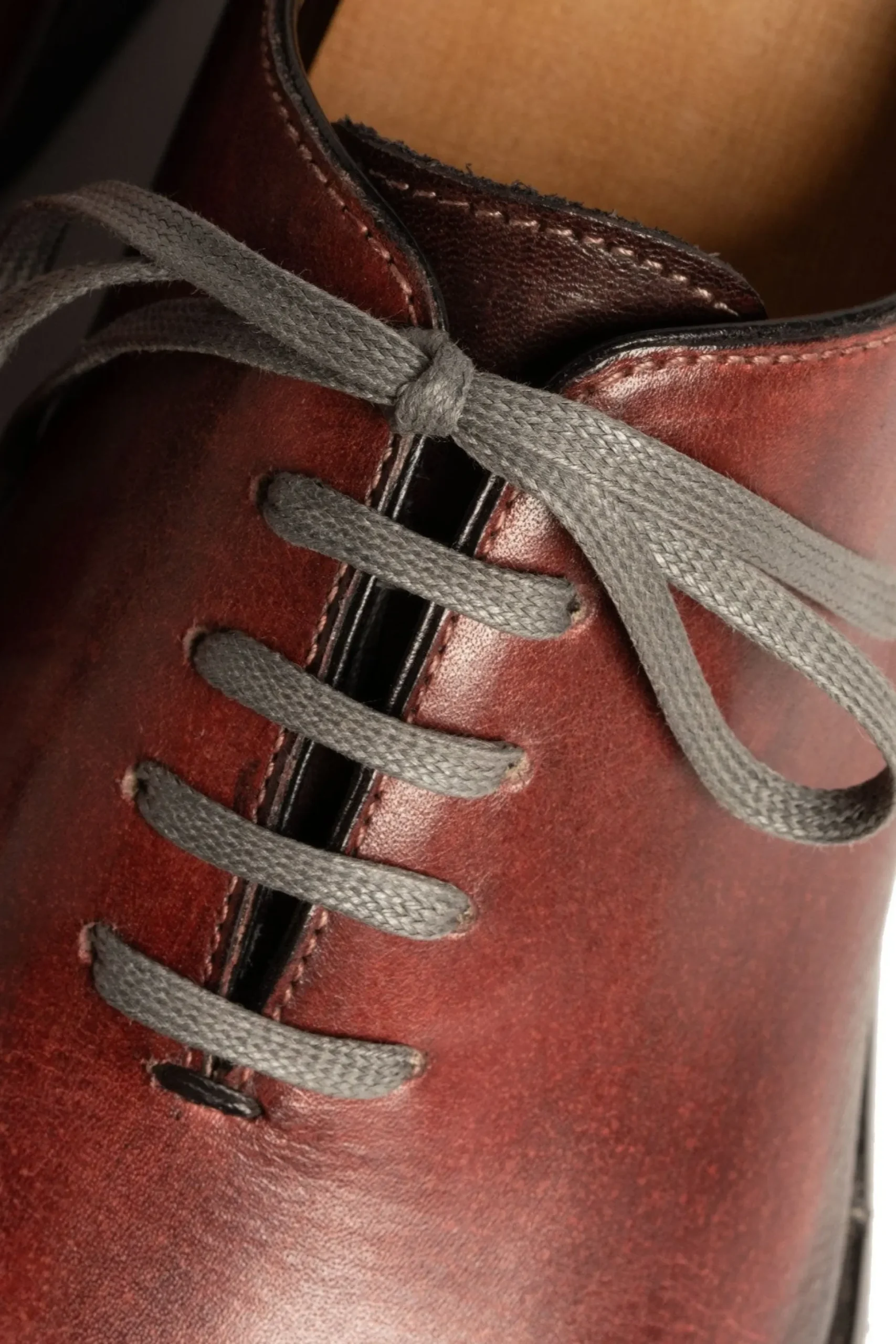 Flat Charcoal Waxed Cotton Shoelaces