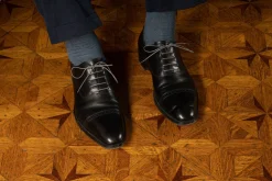 Flat Charcoal Waxed Cotton Shoelaces