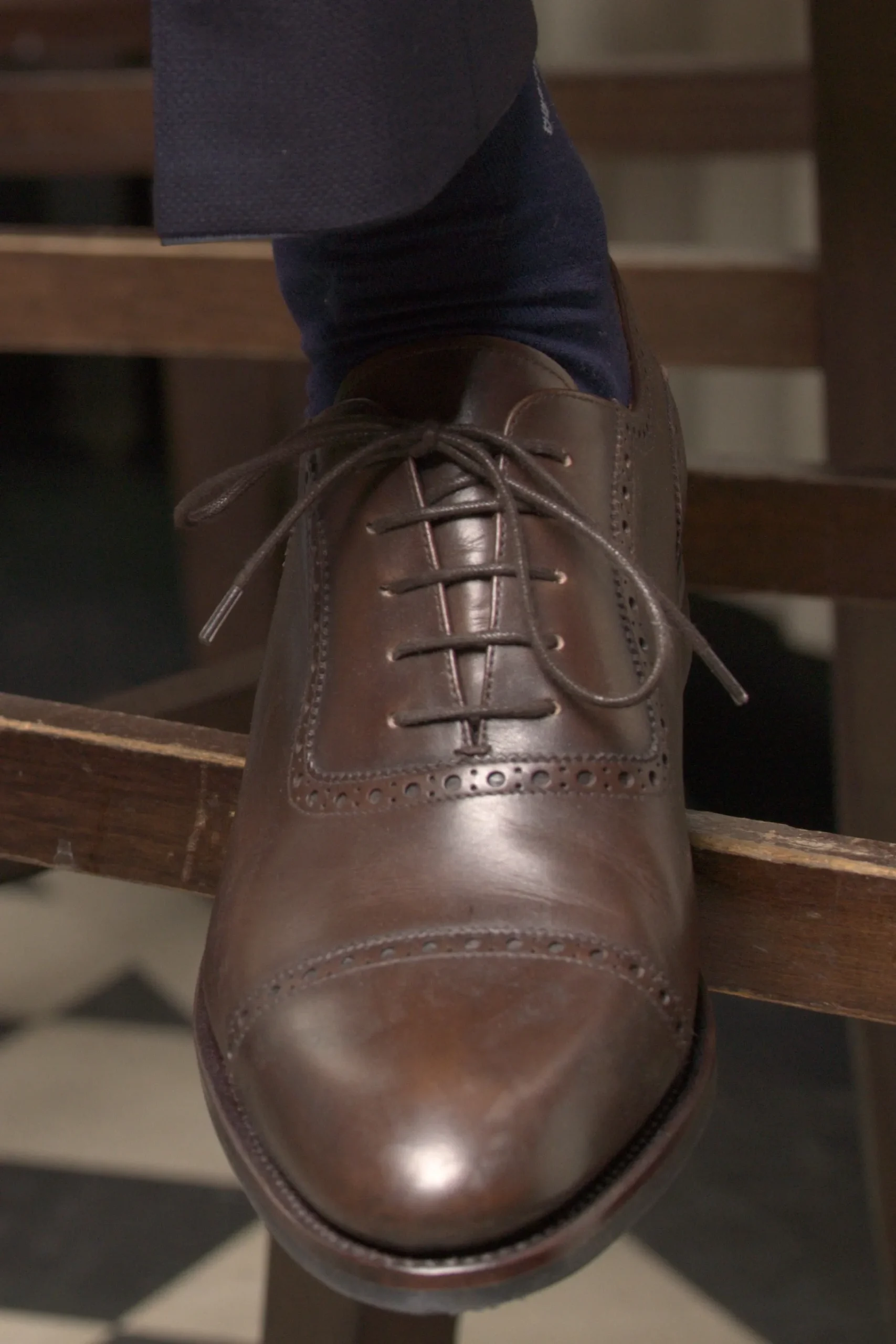 Flat Dark Brown Waxed Cotton Shoelaces