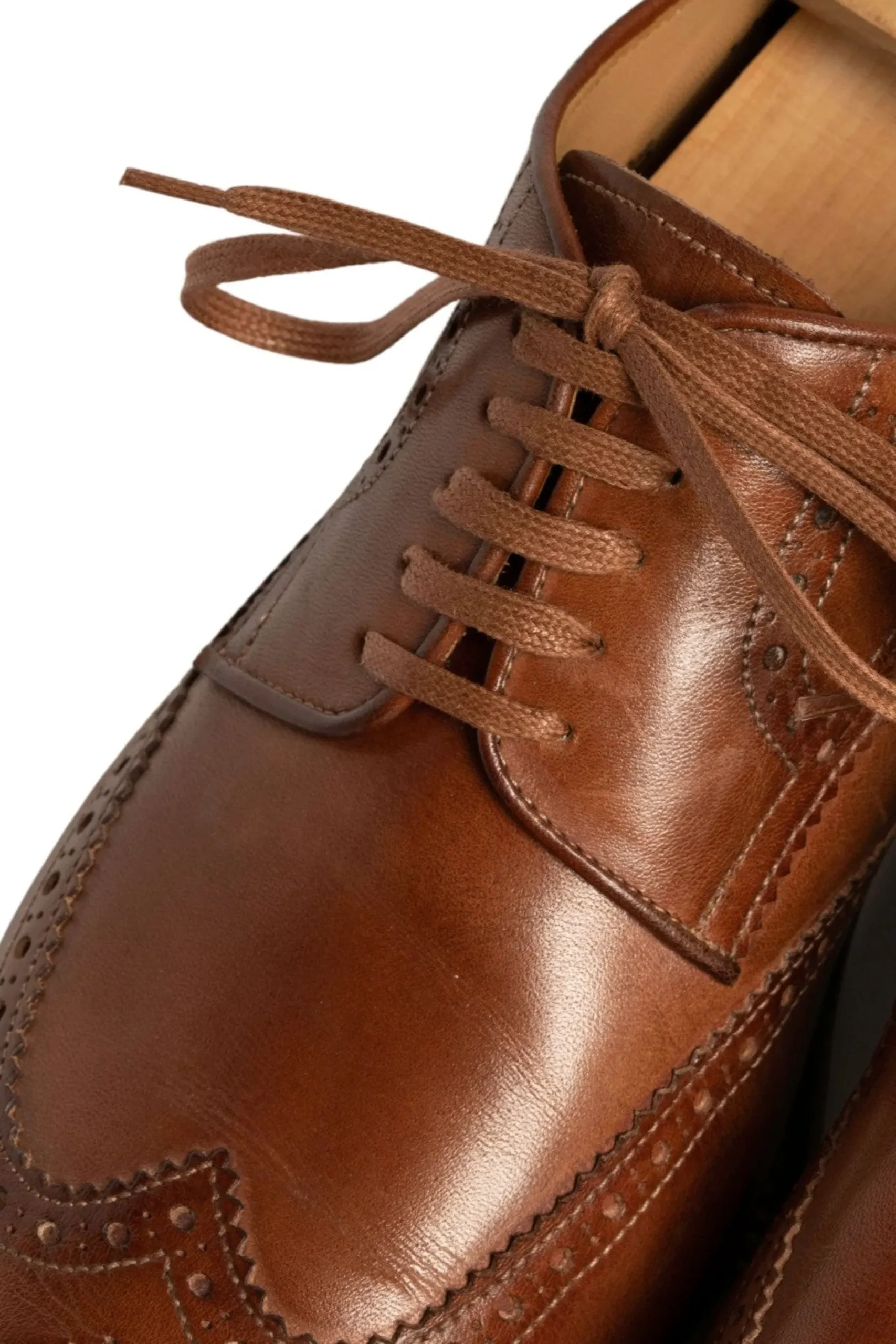 Flat Dark Cognac Waxed Cotton Shoelaces