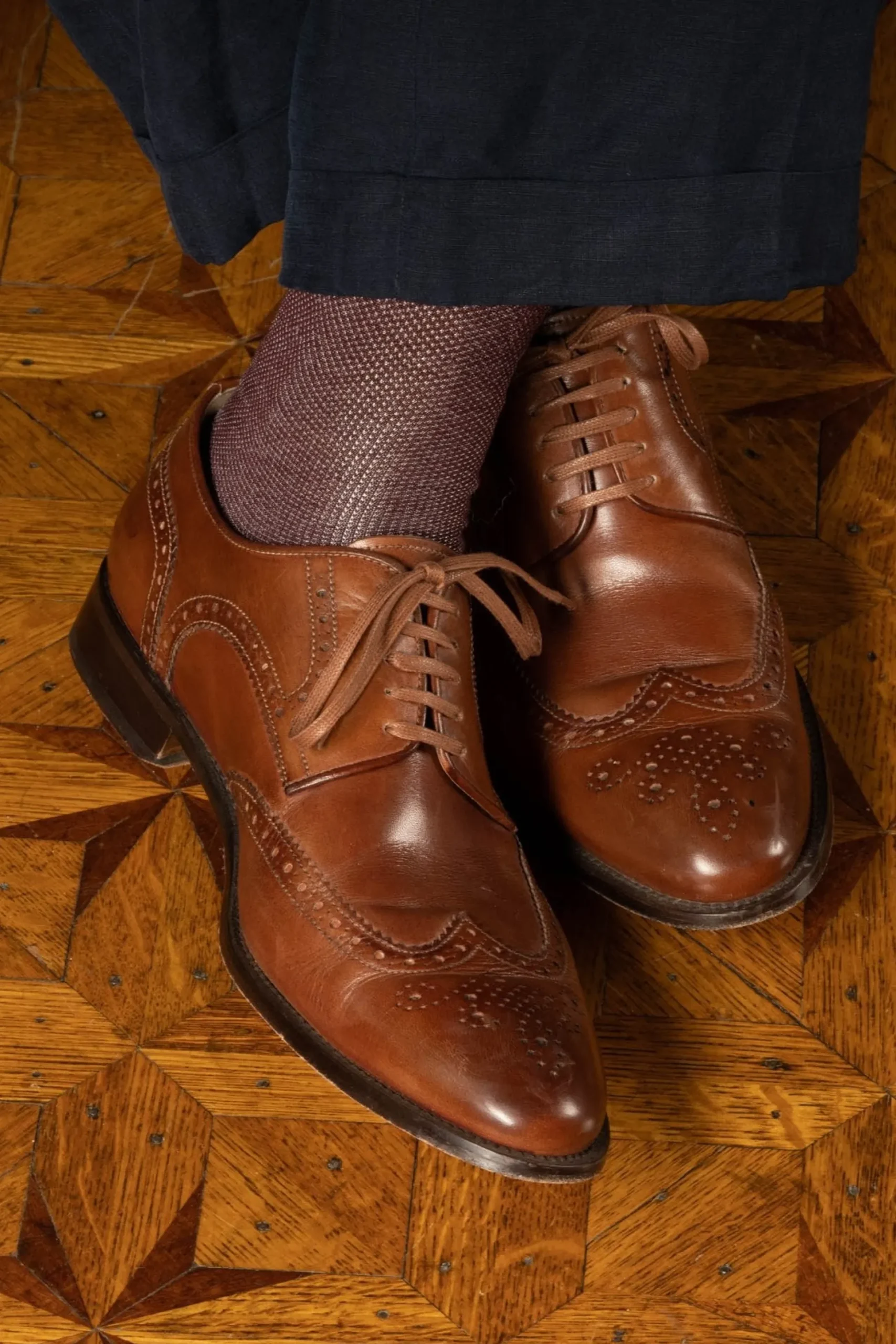 Flat Dark Cognac Waxed Cotton Shoelaces