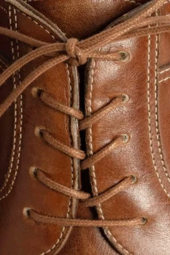 Flat Dark Cognac Waxed Cotton Shoelaces