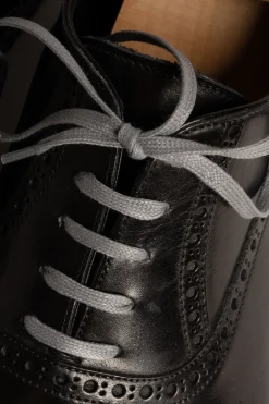 Flat Dark Gray Waxed Cotton Shoelaces