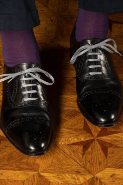 Flat Dark Gray Waxed Cotton Shoelaces