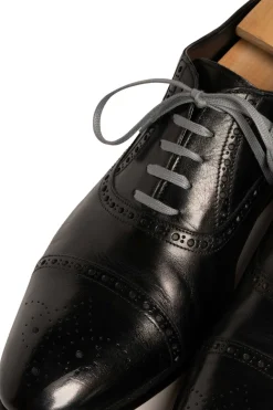Flat Dark Gray Waxed Cotton Shoelaces