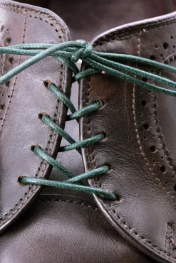 Flat Dark Green Waxed Cotton Shoelaces