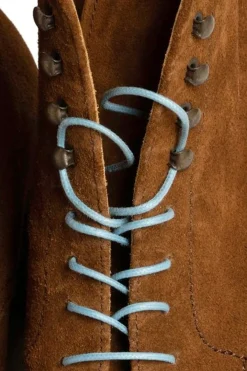 Flat Light Blue Waxed Cotton Shoelaces