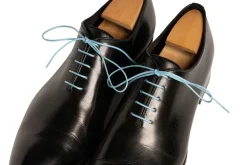 Flat Light Blue Waxed Cotton Shoelaces