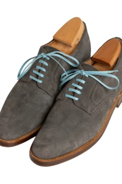 Flat Light Blue Waxed Cotton Shoelaces