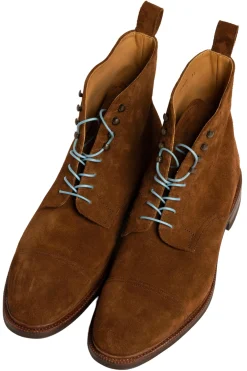 Flat Light Blue Waxed Cotton Shoelaces