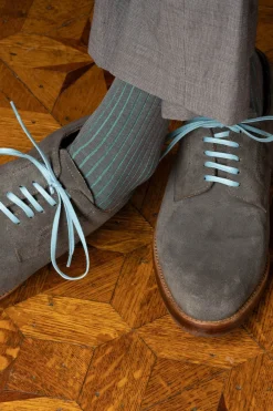 Flat Light Blue Waxed Cotton Shoelaces