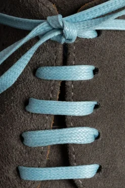 Flat Light Blue Waxed Cotton Shoelaces