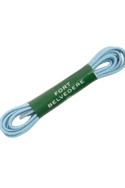 Flat Light Blue Waxed Cotton Shoelaces