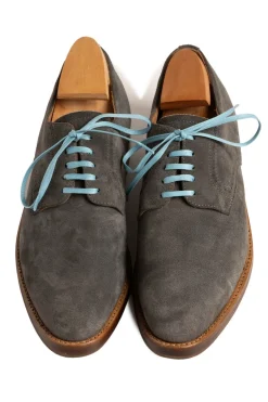 Flat Light Blue Waxed Cotton Shoelaces