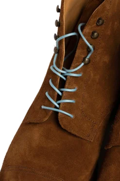 Flat Light Blue Waxed Cotton Shoelaces