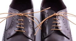 Flat Light Brown Waxed Cotton Shoelaces