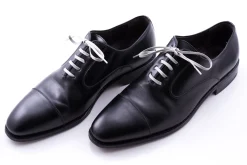 Flat Light Gray Waxed Cotton Shoelaces