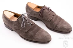 Flat Light Gray Waxed Cotton Shoelaces