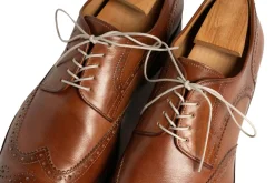 Flat Medium Gray Waxed Cotton Shoelaces