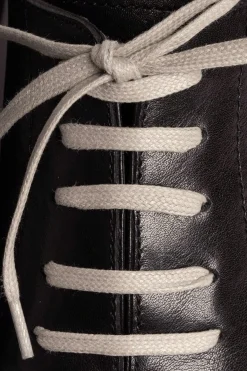 Flat Medium Gray Waxed Cotton Shoelaces