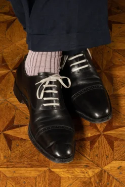 Flat Medium Gray Waxed Cotton Shoelaces