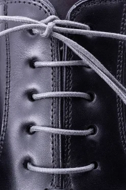 Flat Mid Gray Waxed Cotton Shoelaces