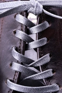 Flat Mid Gray Waxed Cotton Shoelaces