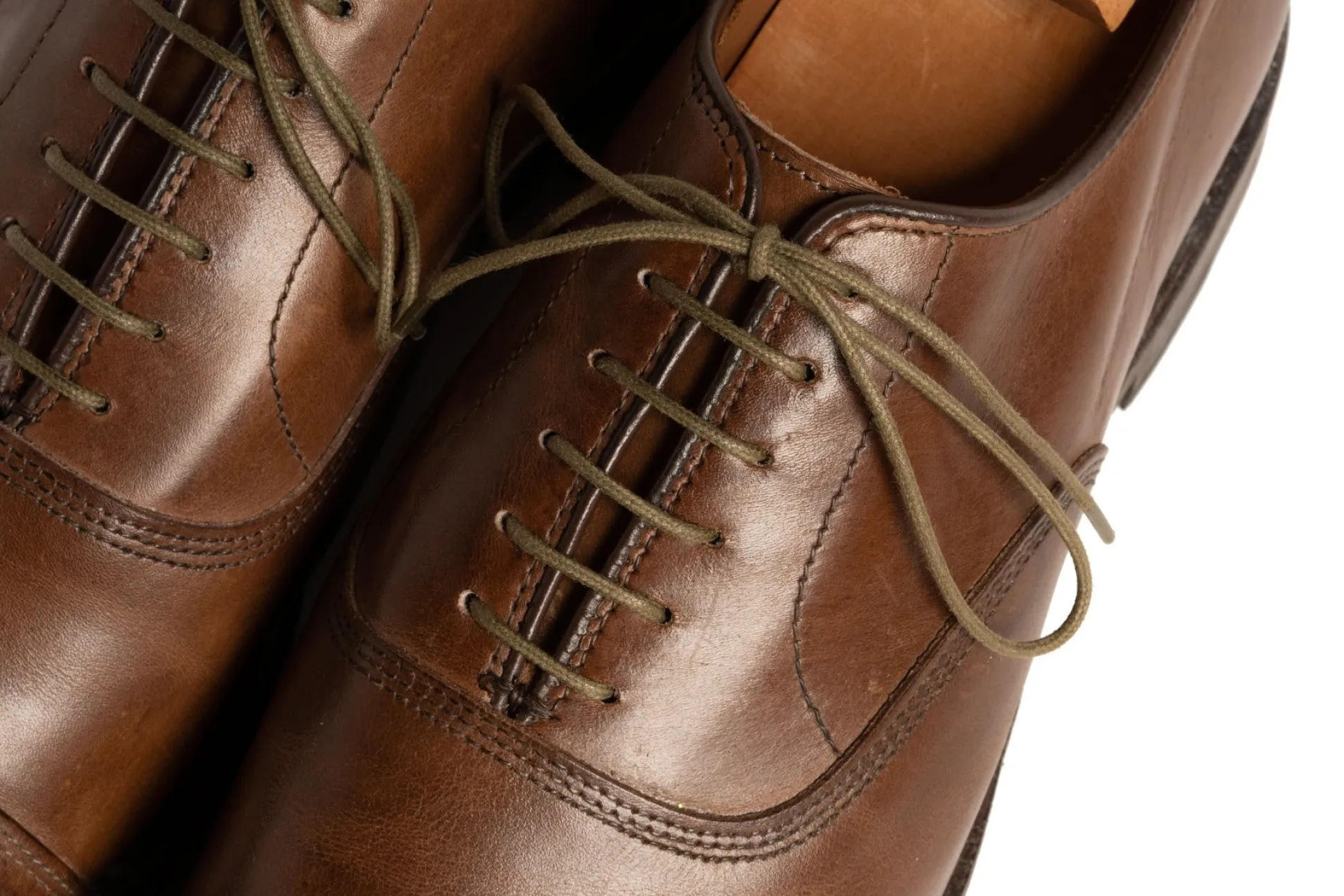 Flat Military Green Waxed Cotton Shoelaces
