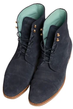 Flat Navy Waxed Cotton Shoelaces