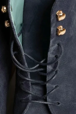 Flat Navy Waxed Cotton Shoelaces