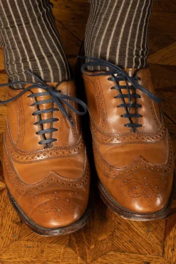 Flat Navy Waxed Cotton Shoelaces