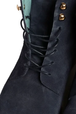 Flat Navy Waxed Cotton Shoelaces